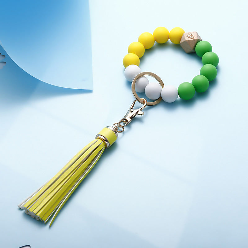 Wholesale Multicolor Silicone Beads Alloy Wrist Keychain